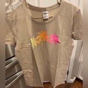 VS PINK PALM SHINE LOGO TSHIRT LARGE NWT